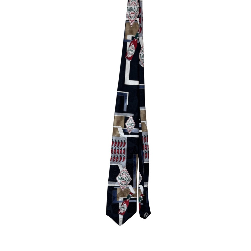 Tabasco Tie Mens One Size Multicolor Silk Chili Pepper Hot Sauce Necktie Novelty